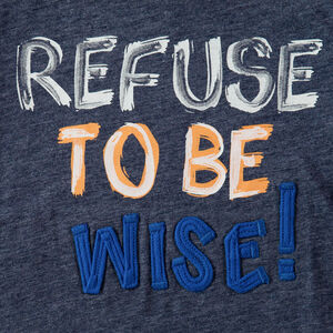 Camiseta de punto jaspeado de manga larga con mensaje estampado y bordado 