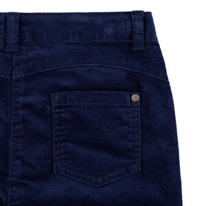 Júnior - Pantalón de terciopelo azul marino liso con efecto arrugado  