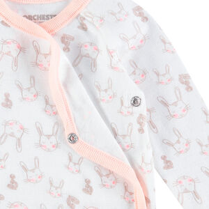 Juego de 3 bodies de manga larga de algodón con conejos estampados 