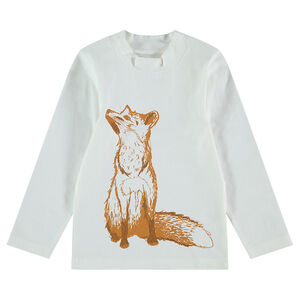 Camiseta con cuello chimenea y estampado 