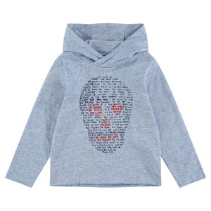 Camiseta de manga larga con capucha y estampado de calavera 