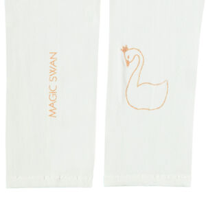 Juego de 2 pares de medias finas con cisne dorado estampado 