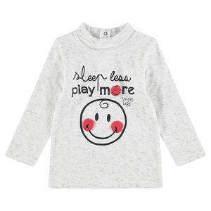 Camiseta interior acanalada con mensaje y estampado de ©Smiley 
