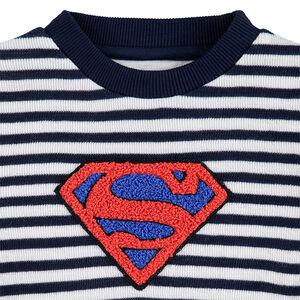 Sudadera de punto de fantasía con rayas y logo ©Warner Superman de rizo 