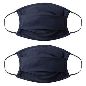 Lot de 2 masques unis enfant AFNOR en tissu - Bleu foncé  Main Lot de 2 masques unis enfant AFNOR en tissu - Bleu foncé