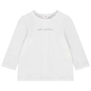 T-shirt manches longues en coton bio à inscription printée  Main T-shirt manches longues en coton bio à inscription printée