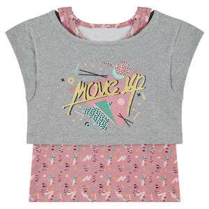 Camiseta de manga corta 2 en 1 con camiseta estampada  