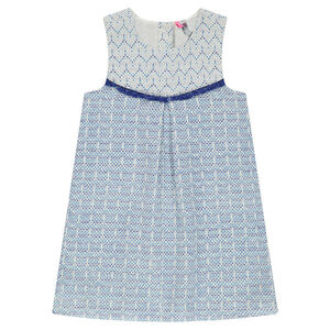Vestido estampado de jacquard con flecos de fantasía 