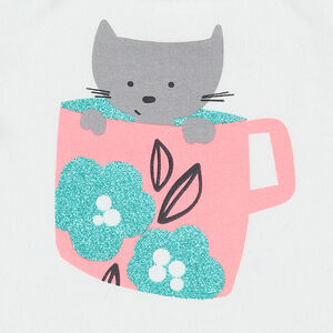 Pijama de punto con gatito estampado  