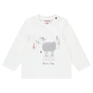 Camiseta de punto de manga larga con cordero de buclé 