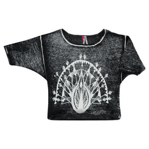 Jersey grande con efecto desteñido y estampado de fantasía 