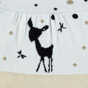 Vestido de manga corta de punto con dibujos y pavo real de jacquard 