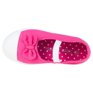 Zapatos merceditas con sujeción mediante elástico de tela con lazos 