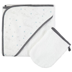 Juego de baño de rizo con capucha y estampado 