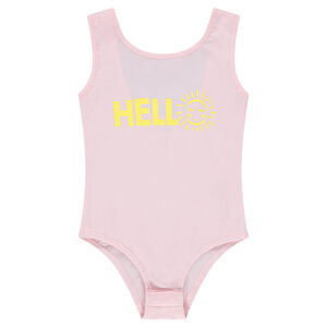 Body de algodón liso con mensaje estampado en la parte delantera 