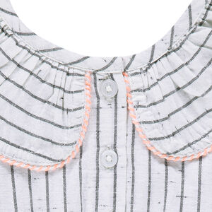 Mono corto de rayas efecto neps con cuello con volantes 