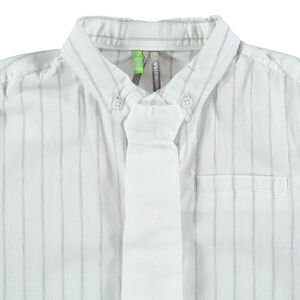 Camisa de manga corta de algodón con rayas y corbata 