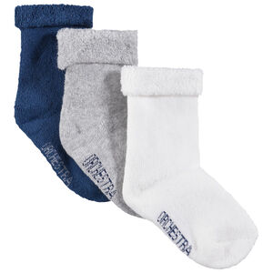 Juego de 3 pares de calcetines lisos con cuello de rizo vuelto 