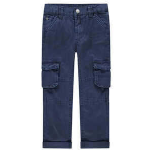 Pantalón de algodón teñido con amplios bolsillos con solapa 