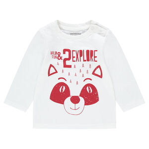 Camiseta de punto de manga larga con panda estampado 