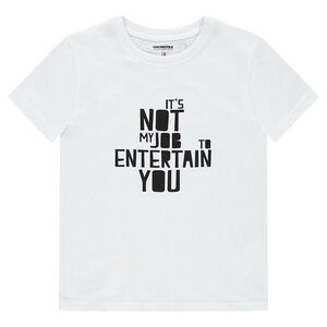 Júnior - Camiseta de punto de manga corta con mensaje estampado 