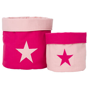 Juego de 2 cajas de tela con estampado de estrellas 