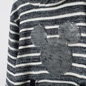 Sweat à capuche rayé motif Mickey Disney à sequins magiques 