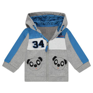 Chaqueta de felpa con capucha y bolsillos con forma de panda 