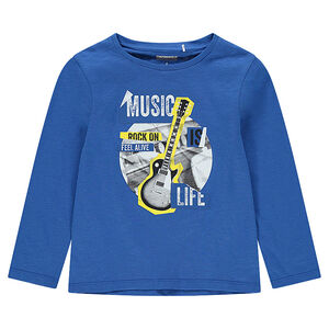 Camiseta de punto de manga larga con estampado de fantasía 