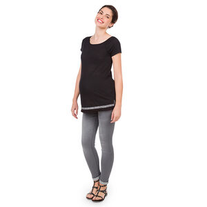 Tee-shirt manches courtes de grossesse avec biais fantaisie 
