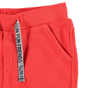 Bermudas de felpa lisa con cordones estampados 