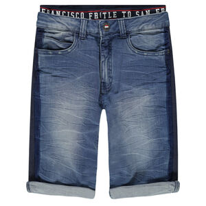 Junior - Bermudas vaqueras de efecto desgastado y arrugado con doble cintura 