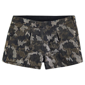 Pantalón corto de jaquard con estampado militar all over 