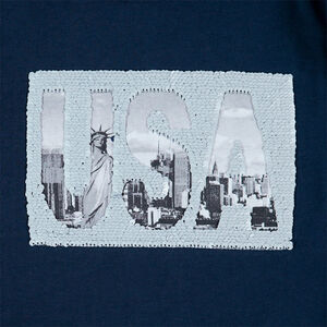 Júnior - Camiseta de manga larga de punto con dibujo USA y lentejuelas mágicas 