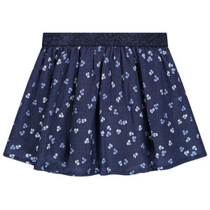 Jupe fluide à fleurs imprimée et taille élastiquée brillante 