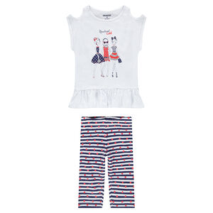 Conjunto de túnica estampada y leggings cortos de rayas  Main Conjunto de túnica estampada y leggings cortos de rayas