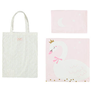 Juego de funda nórdica + funda de almohada con motivo de cisne + saco  