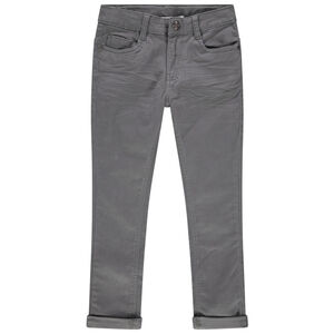 Pantalón con bolsillos liso con efecto desgastado y arrugado 