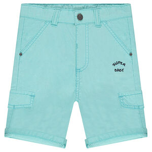 Bermudas de popelina de algodón teñido con bolsillos de fantasía 