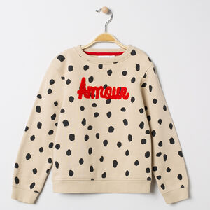 Sudadera de felpa con lunares y inscripción  