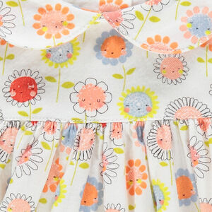 Túnica de manga larga, estampado de flores 