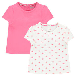 Lote de 2 camisetas de manga corta estampada/lisa 