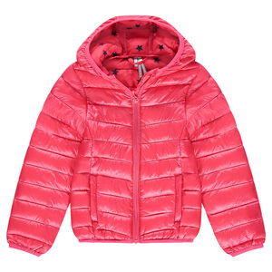 Anorak light*, impermeable y acolchado con capucha y bolsa de almacenamiento estampada 