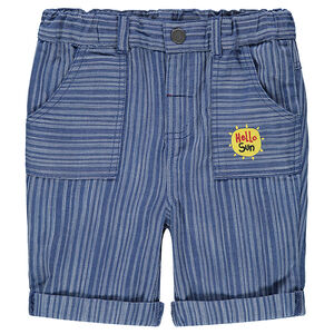 Bermudas con finas rayas de jacquard con sol estampado 