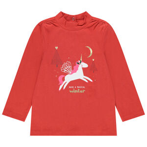 Suéter de cuello camisero  de algodón bio estampado espiritu de Navidad 