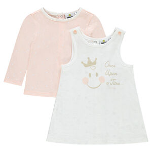 Conjunto vestido sin mangas y camiseta con estampado ©Smiley Baby 
