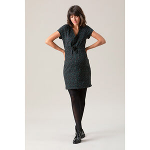 Vestido de embarazo mangas cortas y estampado jacquard all-over 