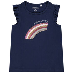 T-shirt manches courtes en coton bio à motif en sequins magiques 