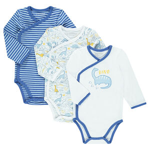 Juego de 3 bodies de punto de manga larga con estampado de dinosaurios 