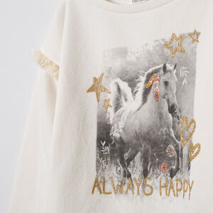 Sudadera de felpa estampada lentejuelas 